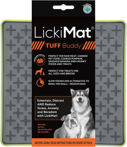 LickiMat Tuff, Heavy-Duty Soother, Dog Slow Feeder Lick Mat, Boredom Anxiety Reducer; Perfect for Food, Treats, Yogurt, or Peanut Butter, Fun Alternative to a Slow Feed Dog Bowl, Green