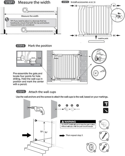 Mom's Choice-GROWNSY Baby Gate for Stairs, 30.5"-43" Pressure Mounted Pet Gate for Doorways-Auto Close Dog Gate for The House-Easy Installation & Walk Thru Wide Safety Gate, Black