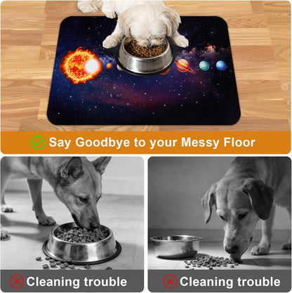 Dog Food Mats for Floors Waterproof Mat for Cat Food and Water Bowls - Absorbent Quick Dry Non Slip Mat for Pet Feeding