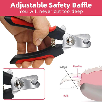 5Pcs Dogs and Cats Grooming Nail Clippers Kit Pet Claws Nail Clipper Trimmers, with Protective Guard Lock to Avoid Over Cutting, Professional Trimmers for Large and Small Cat and Dog (Pink)
