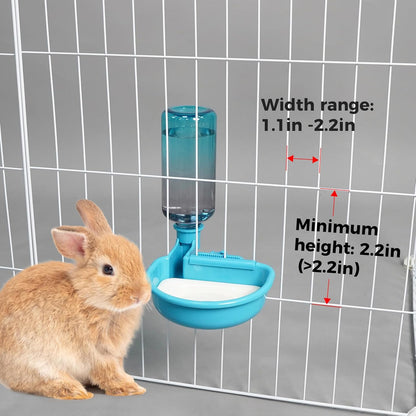 VANNON 16oz Pet Water Bottle, Gravity Dog Water Bowl Dispenser for Cage, Anti-Overflow Water Dispenser for Small Dogs, Cats, Rabbits and Other Small Animals, BPA Free, Grey