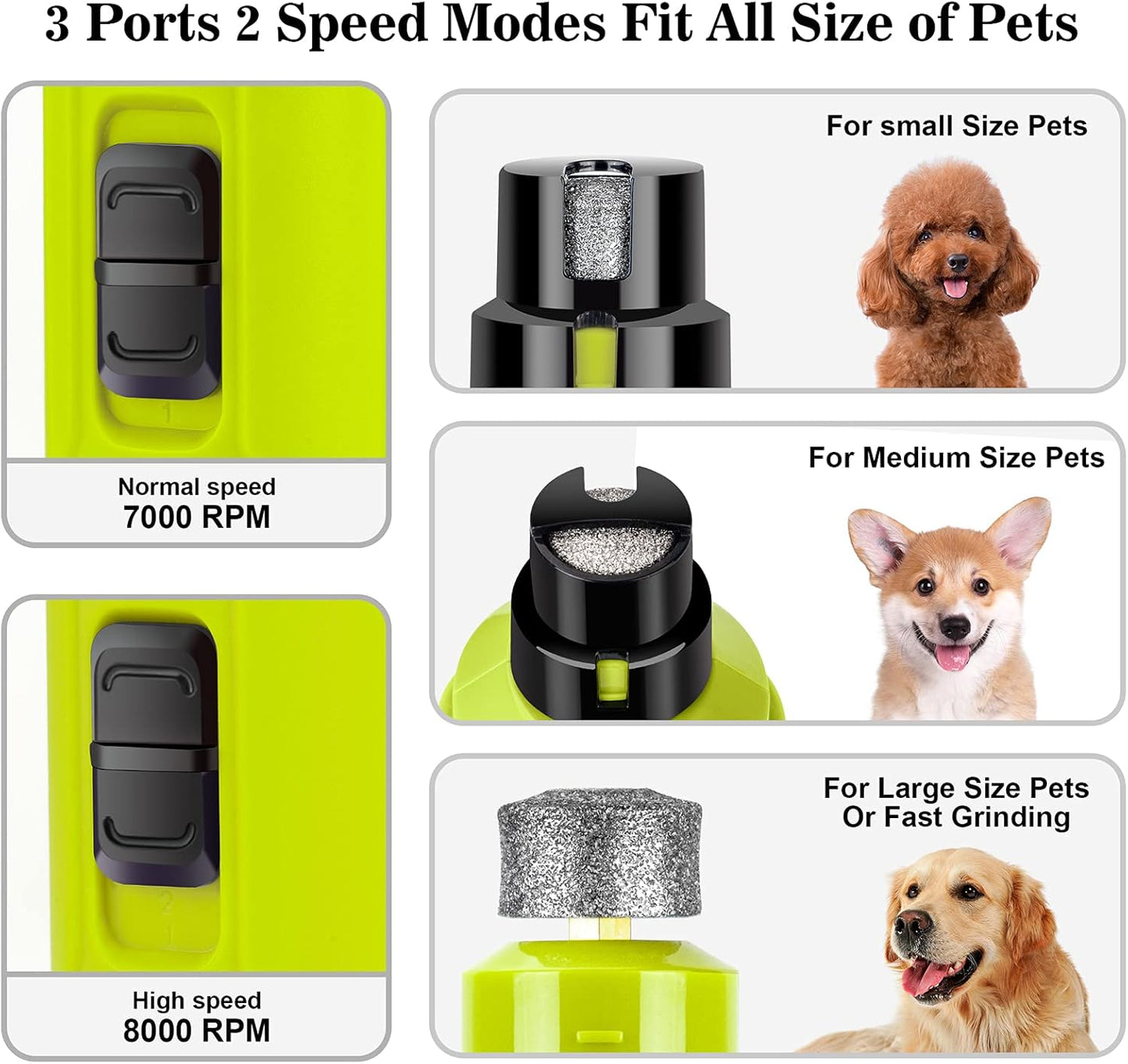BOUSNIC Dog Nail Grinder with 2 LED Light - Super Quiet Pet Nail Grinder Powerful 2-Speed Electric Dog Nail Trimmer File Toenail Grinder for Puppy Small Medium Large Breed Dogs & Cats (Purple)