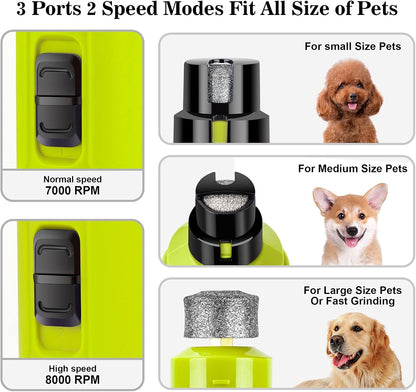 BOUSNIC Dog Nail Grinder with 2 LED Light - Super Quiet Pet Nail Grinder Powerful 2-Speed Electric Dog Nail Trimmer File Toenail Grinder for Puppy Small Medium Large Breed Dogs & Cats (Purple)