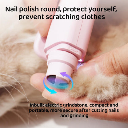 Quiet 2 in 1 Dog Nail Clippers & Cat Claw Trimmers,USB Rechargeable Claw Clippers for Small Medium Dogs and Cats,Cordless Safe Guard Nail Grinder with LED Lights Pink