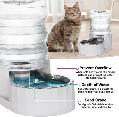 RIZZARI 8L Elevated Pet Water Dispenser – Stainless Steel Gravity Waterer with Auto-Refill Design for Medium and Large Dogs & Senior Pets -Comfortable Drinking Height for Living Rooms,Multi-Pet Homes