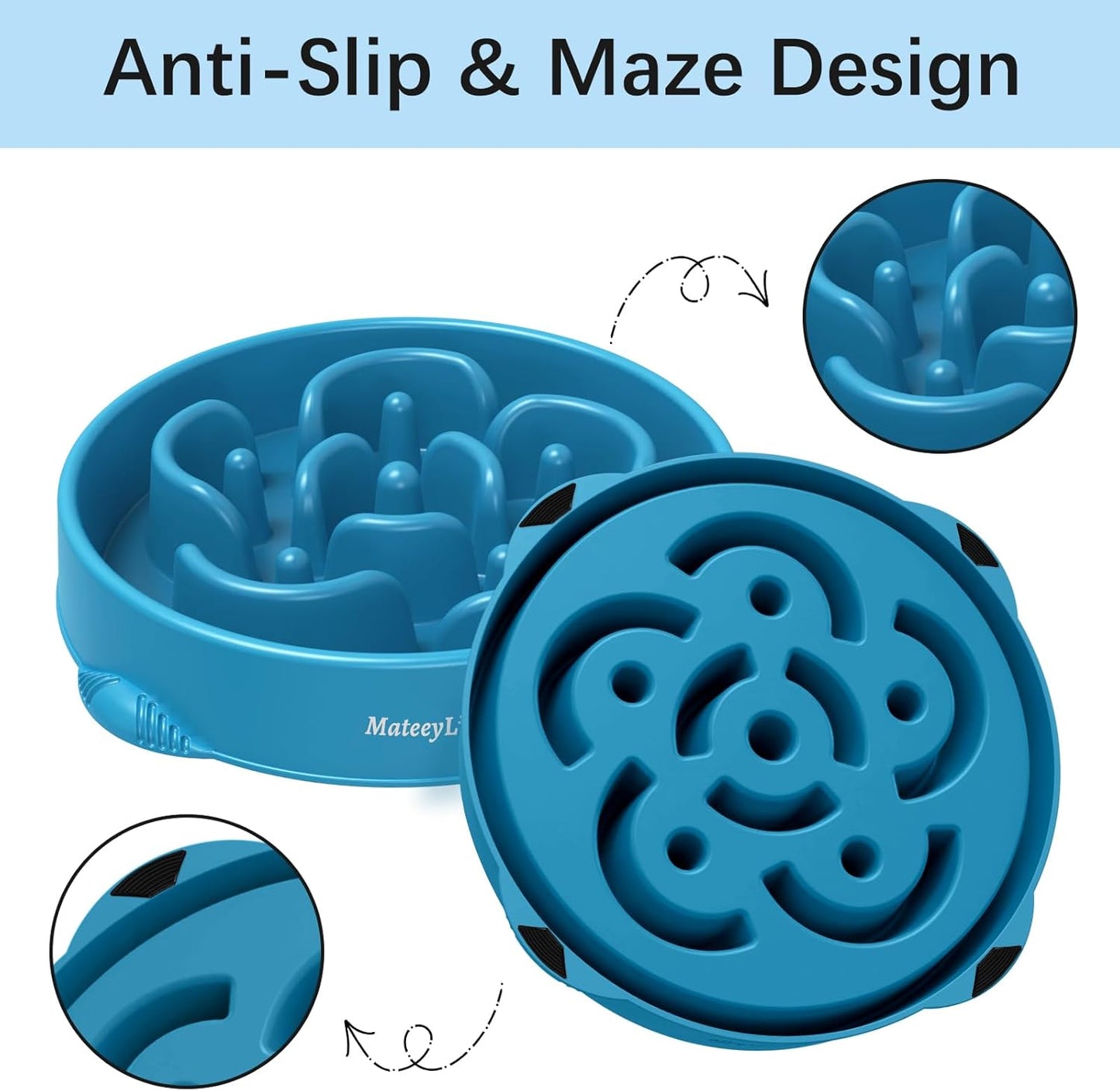 MateeyLife Slow Feeder Dog Bowls 2PCS, Anti-Choking Puzzle Dog Food Bowls, Anti-Slip Interactive Feeding Slow Down Eating, Bloat Stop Maze Dishes for Medium Breeds Pink&Purple