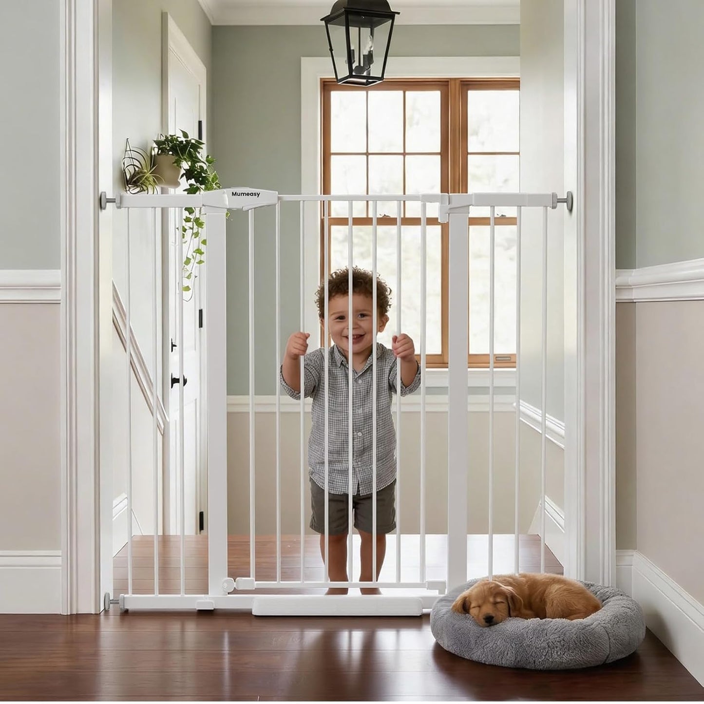 Mumeasy 36" High Extra Tall Dog Gate, 29.6"-40.5" Wide Pressure Mounted Tall Baby Gate for Dog, Auto Close Pet Gate with Door for Stairs,Doorways,House,Black