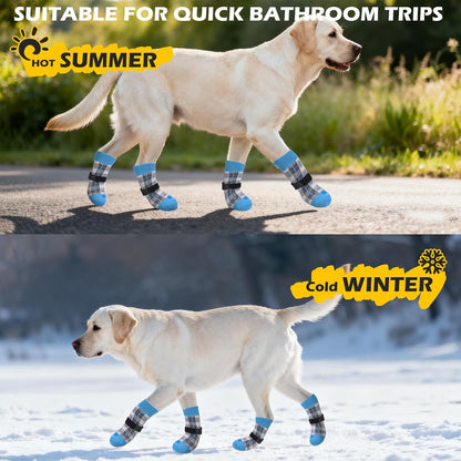EXPAWLORER Dog Socks for Hardwood Floors, Dog Booties for Winter, Dog Boots & Paw Protectors Pavement to Prevent Licking, Anti Slip Dogs Shoes for Small Medium Large Senior Dogs,Khaki L
