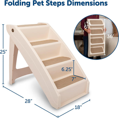 PetSafe CozyUp Folding Dog Stairs, Portable Indoor/Outdoor Pet Steps for Bed, Couch & Car, Grey, 20 Inch