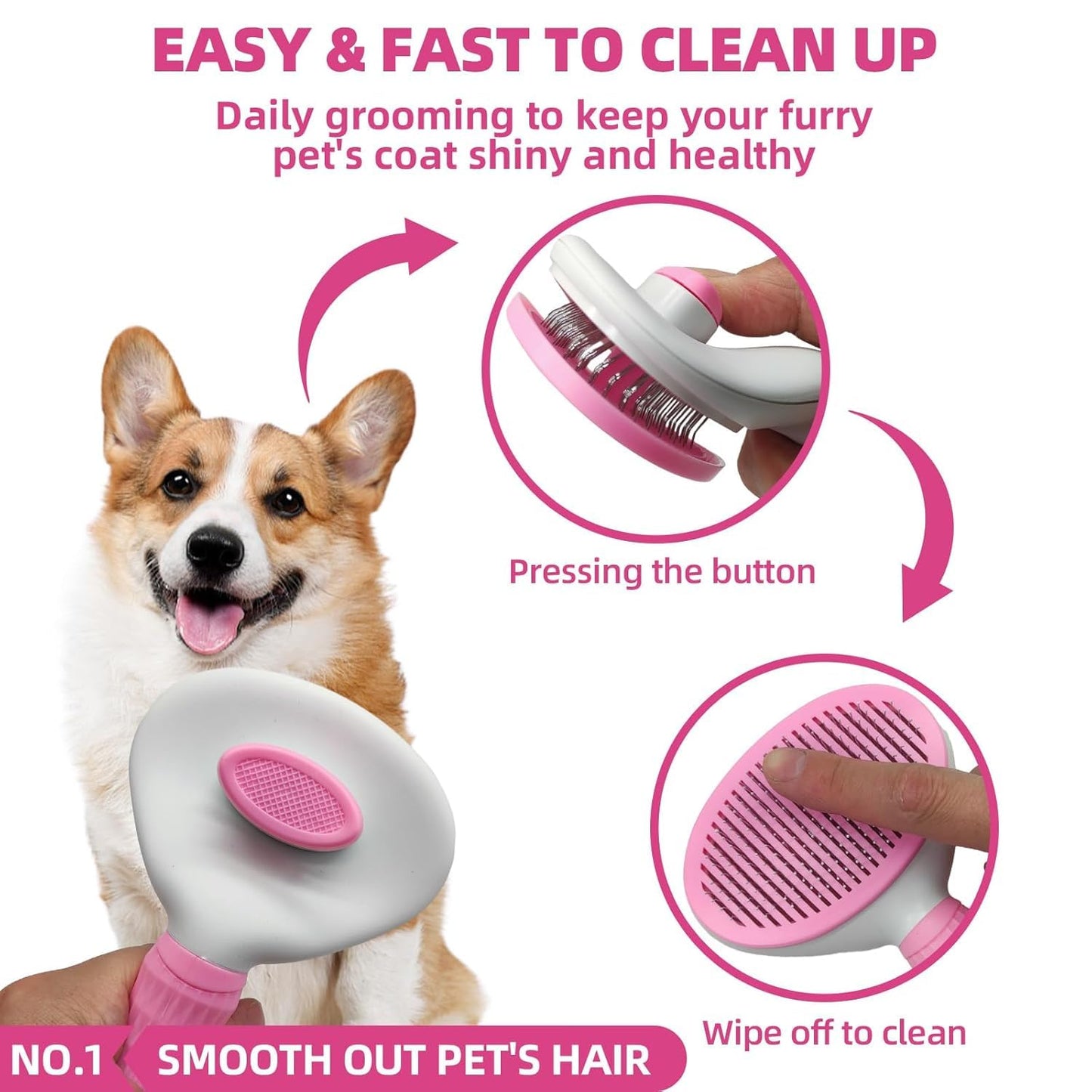 Dog Brush for Shedding,6 PCS in One Pet Slicker Hair Brush Kit Organizer Bag - Dog Cat Grooming Deshedding Undercoat Rake Brush Comb for All Small Large Dogs Cats Grey