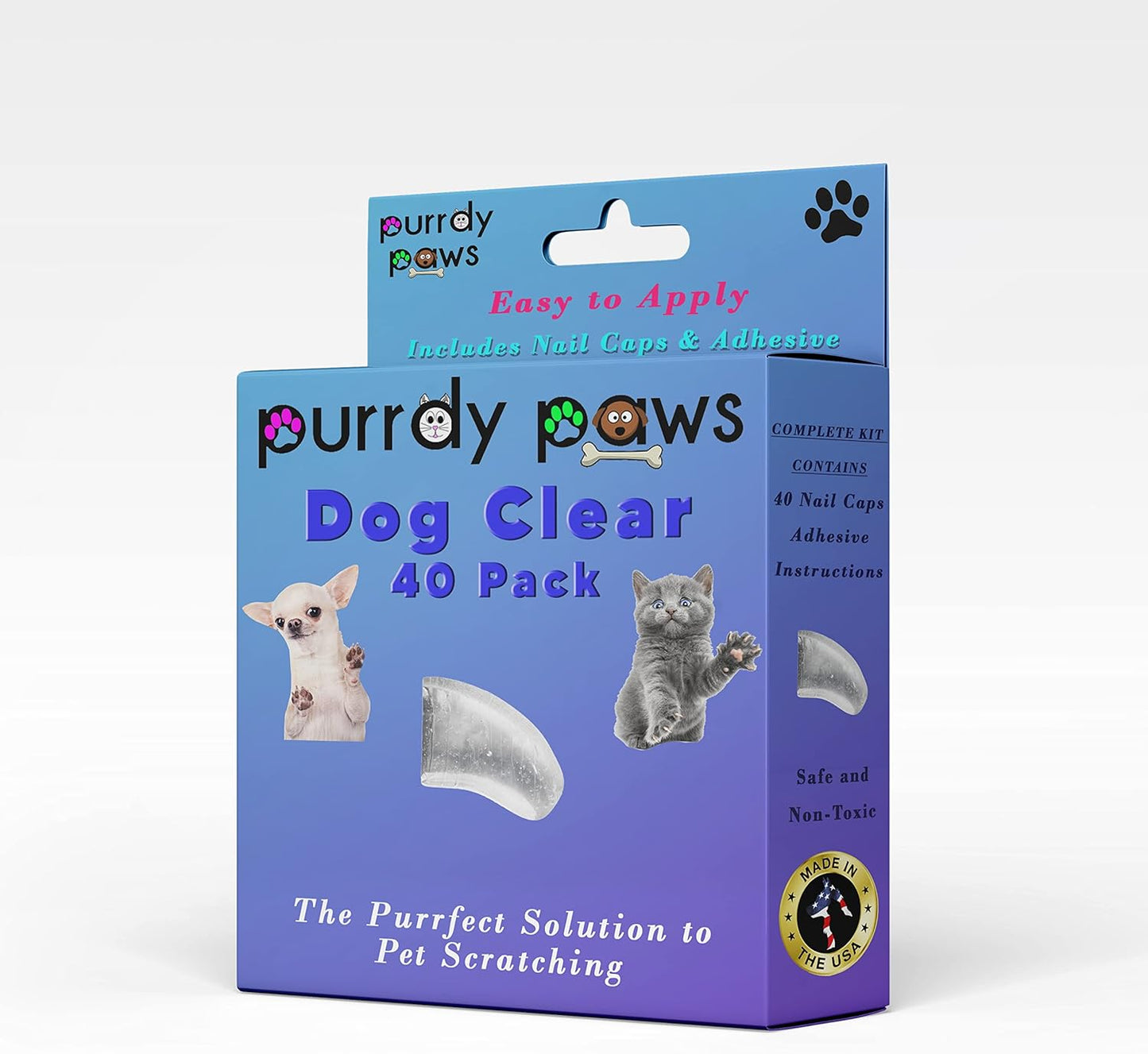 40-Pack Soft Nail Caps for Dogs Claws Clear XXL