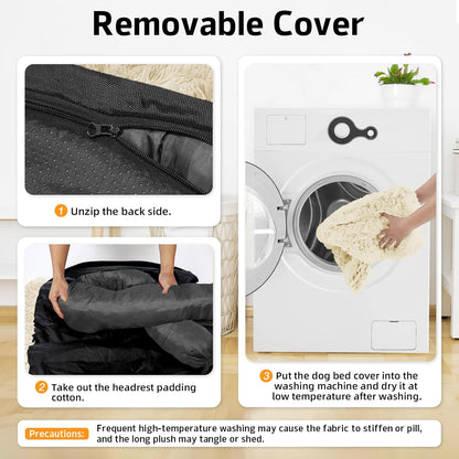 Calming Dog Bed Fluffy Plush Dog Mat for Furniture Protector with Removable Washable Cover for Large Medium Small Dogs and Cats (Large, Light Grey)