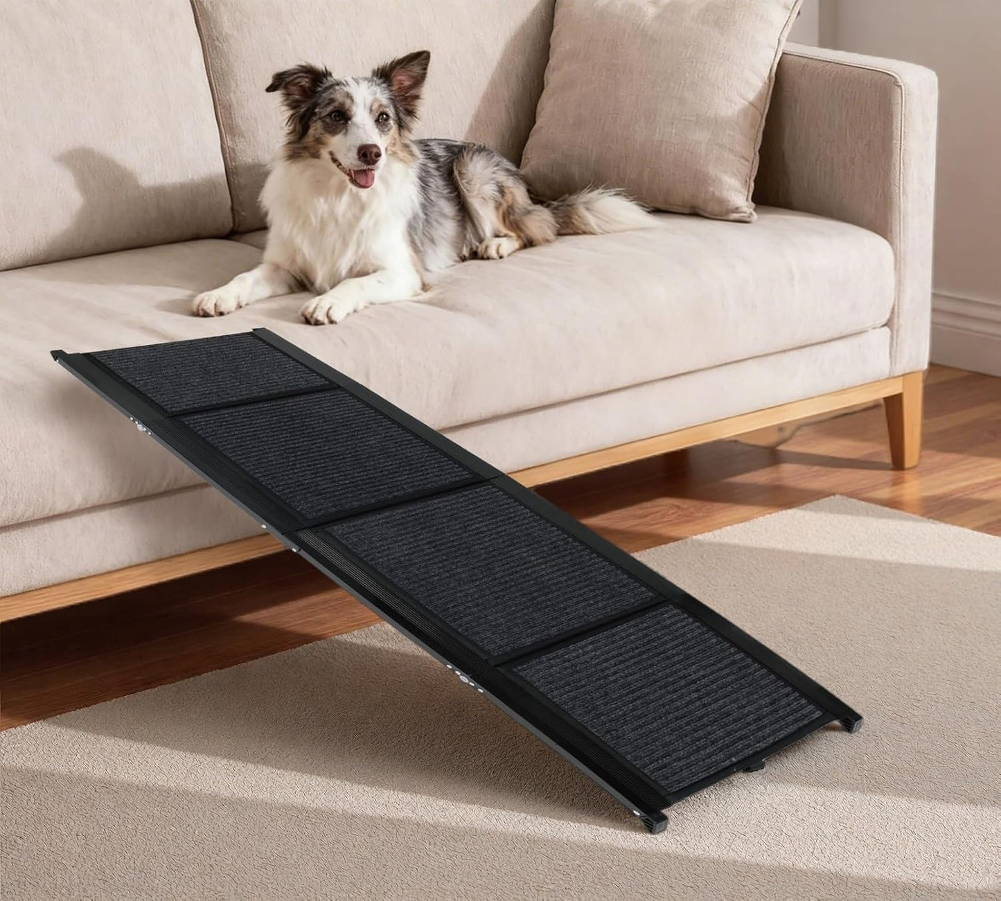 Dog Ramp for Car, 65"X17" Folding Pet Gentle Slope for Truck, SUV, Outdoor Large Pet Stair Ramps with Non-Slip Surface & Aluminum Construction for Medium & Large Dogs, Up to 250lbs, Black