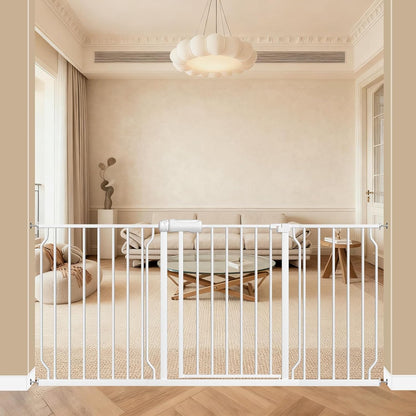 ALLAIBB Extra Wide Pressure Mounted Baby Gate Walk Through Child Kids Safety Toddler Tension White Long Large Pet Dog Gates with Extension for doorways Kitchen (57.48-62.20"/146-158cm, Black)