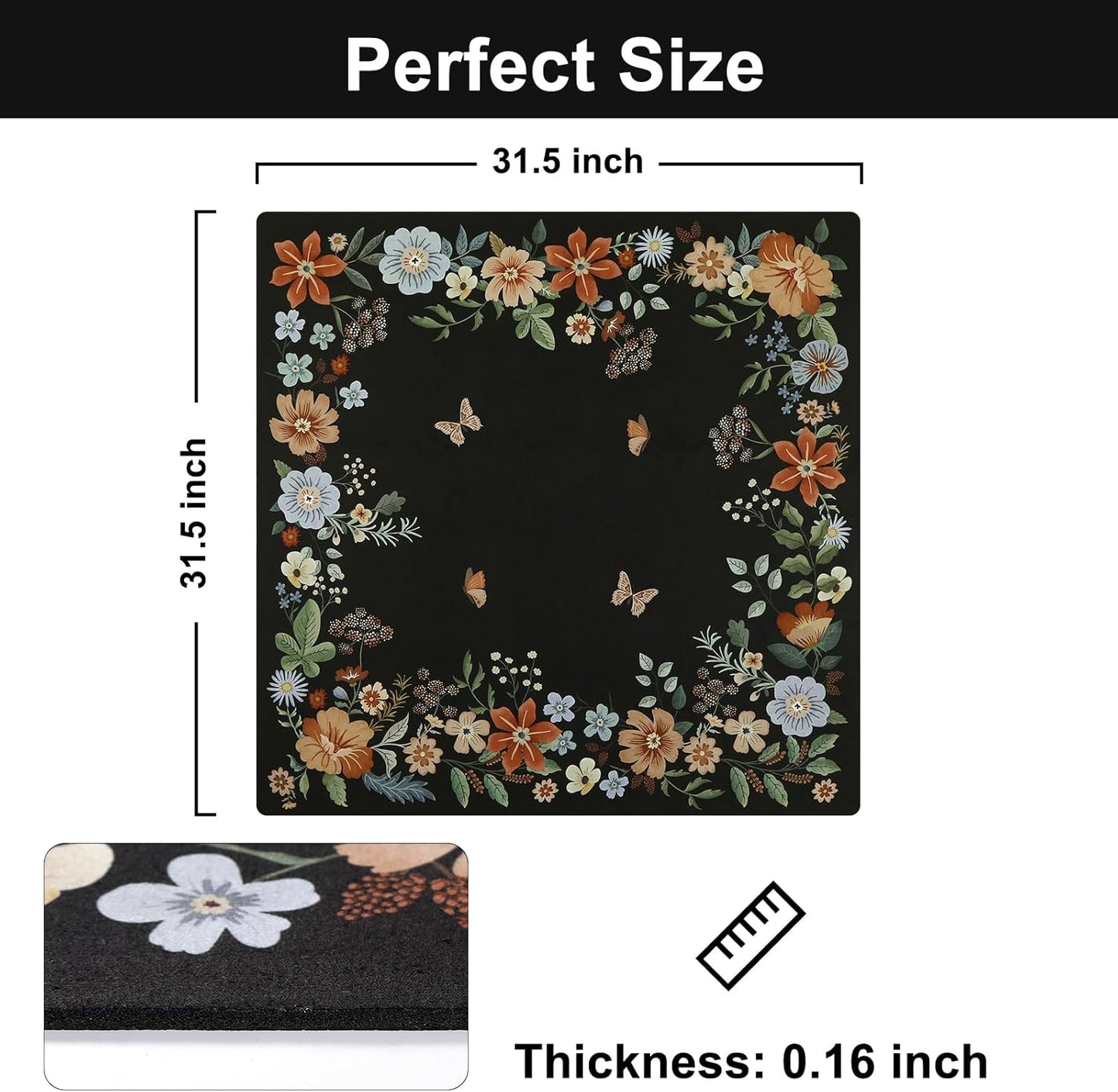 OJIA Floral Stair Treads Non-Slip Carpet Stair Treads for Wooden Steps Indoor 15PCS 30"x8" Stair Runner Stair Mats Staircase Step Treads for Kids, Elders and Dogs, Stair Covers, Black