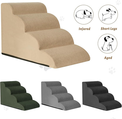 Aodisman 3-Step Dog Ramp and Stairs for Sofa and Chair - Non-Slip Sturdy Pet Steps for Small Dogs and Cats,15.7" H,Grey