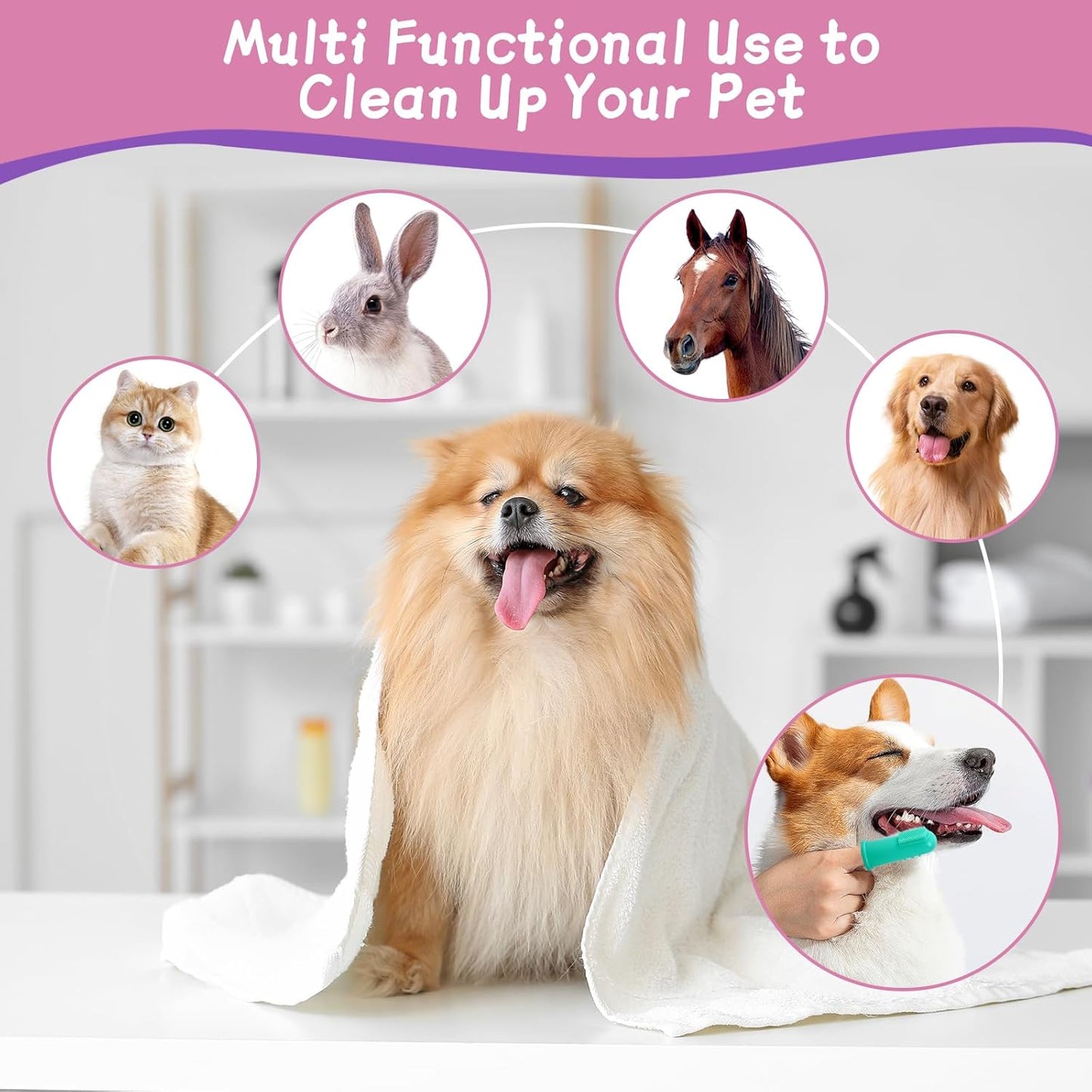 Dog Washing Gloves- Long Sleeved Pet Grooming Gloves - Heat Resistant Silicone Gloves with High-Density Teeth - Efficient Deshedding Glove for Dogs, Cats, Rabbits and Horses