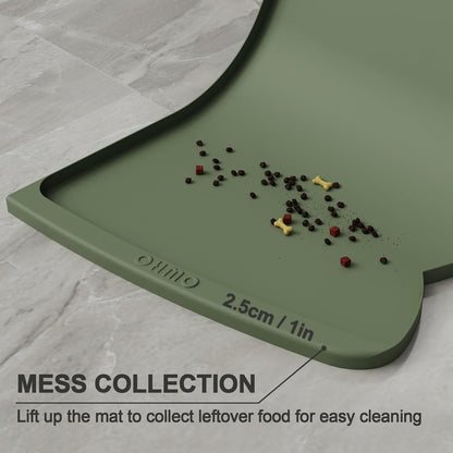 OHMO - Cat Food Mat, Silicone Pet Feeding Mat for Floor Non-Skid Waterproof Dog Water Bowl Tray, Easy to Clean Pet Placemat (Erythrinus, 18 * 9.8'')