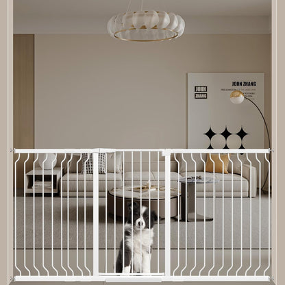 WAOWAO Extra Tall 40.55" Baby Gate 29.92-63.38" Wide Pressure Mounted Walk Through Swing Auto Close Safety White Metal Toddler Child Dog Pet for Indoor Stairs,Doorways,Kitche