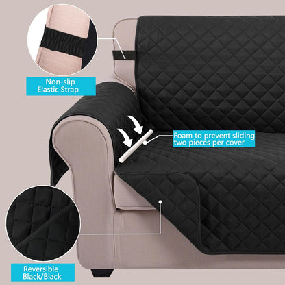 U-NICE HOME Reversible Sofa Cover Washable Couch Cover for Dogs Friendly with Elastic Straps Water Repellent Furniture Protector for 3 Cushion Couch (Sofa, Coffee/Beige) - Colors B