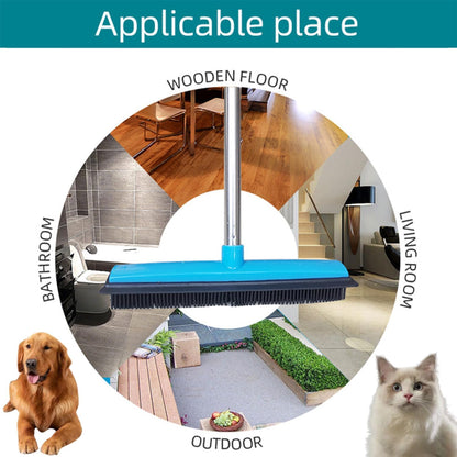 Pet Hair Removal Broom, Pet Hair Removal Tool, Multi-Surface Squeegee Rubber Broom, Rubber Broom Pet Hair Remover, Extendable Pet Hair Remover Broom for Carpet, Mats,Couch (Black)
