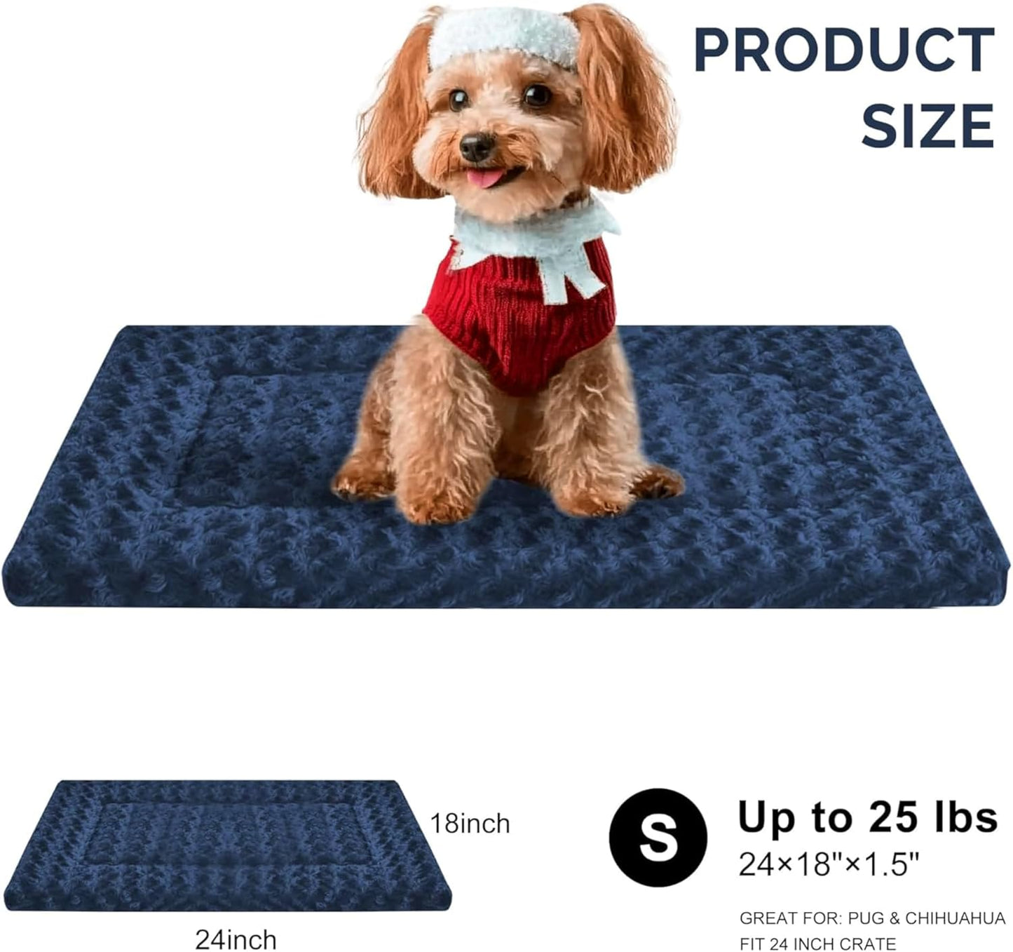 Dog Bed Mat, Reversible Crate Pad & Cute Dog Bed - Machine Washable Kennel Mat with Ultra Soft for Small Dogs (Cool/Warm), 24" x 18", Grey&Star