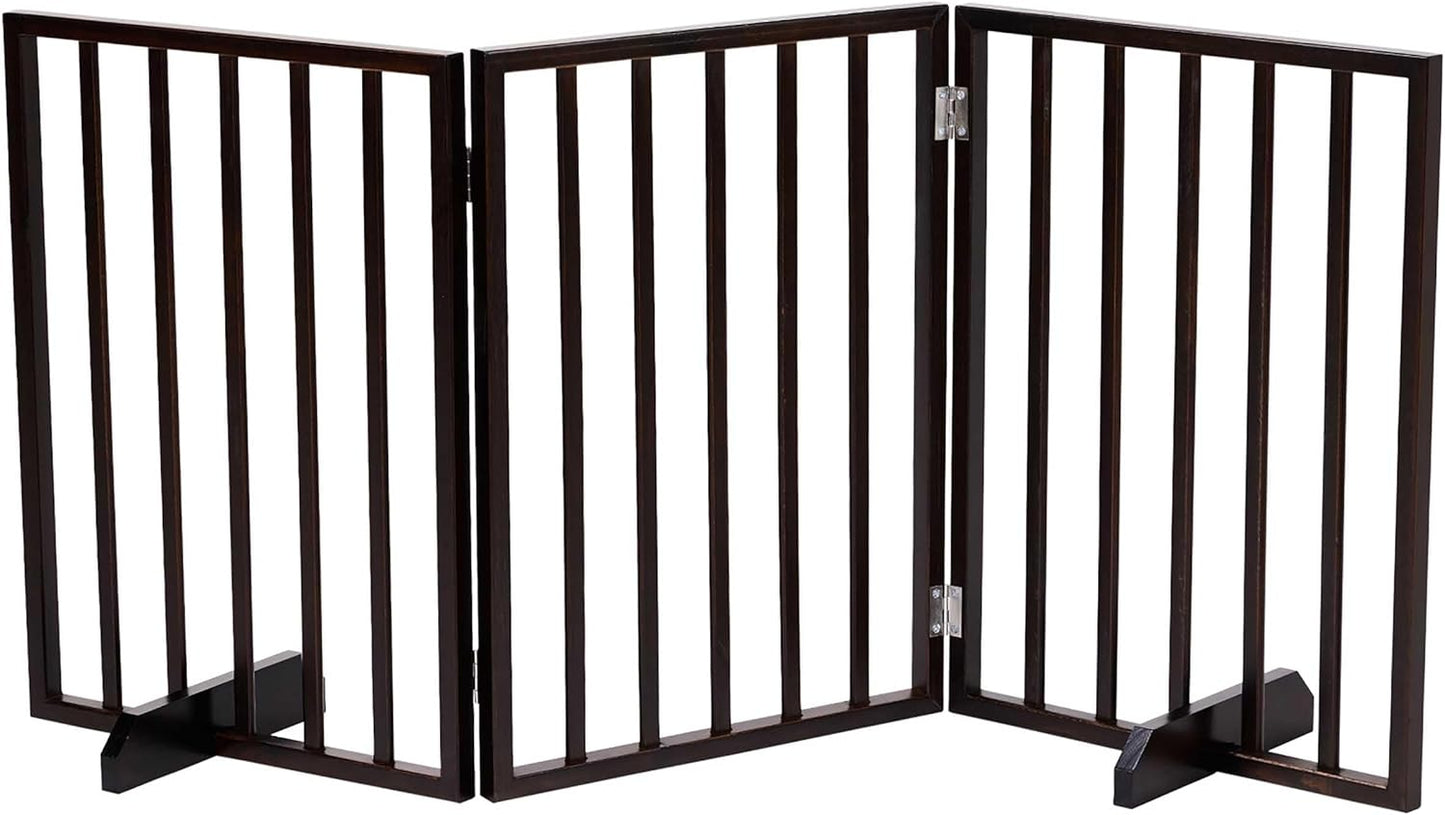 72" Wooden Foldable Dog Gate, Extra Wide Freestanding Pet Gate, No Drilling Required No Assembly, Sturdy & Stable Dog Gate Indoor for Doorways, Easy to Fold and Store, Ideal for Home Use, 4 Panels
