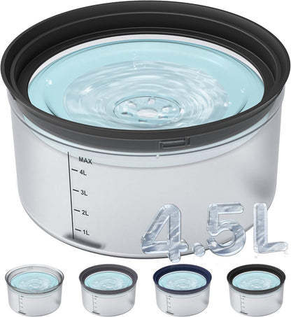 Decflow 1.2Gallon Dog Water Bowl No Spill, 4.5L Large Capacity Spill Proof Dog Bowls with Transparent Floating Disk, No Splash Slow Drinking Dog Bowl for Sloppy Messy Drinkers (Clear)