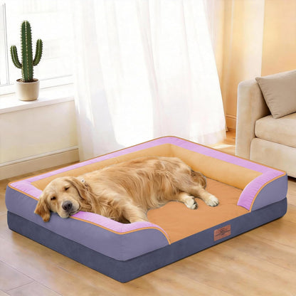 Comfort Expression Orthopedic Dog Bed for Extra Large Dogs 42x30 Inch, Waterproof Egg Crate Foam XL Pet Bed with Removable Bolsters, Dog Couch with Washable Cover & Non-Slip Bottom, Grey - Colors B