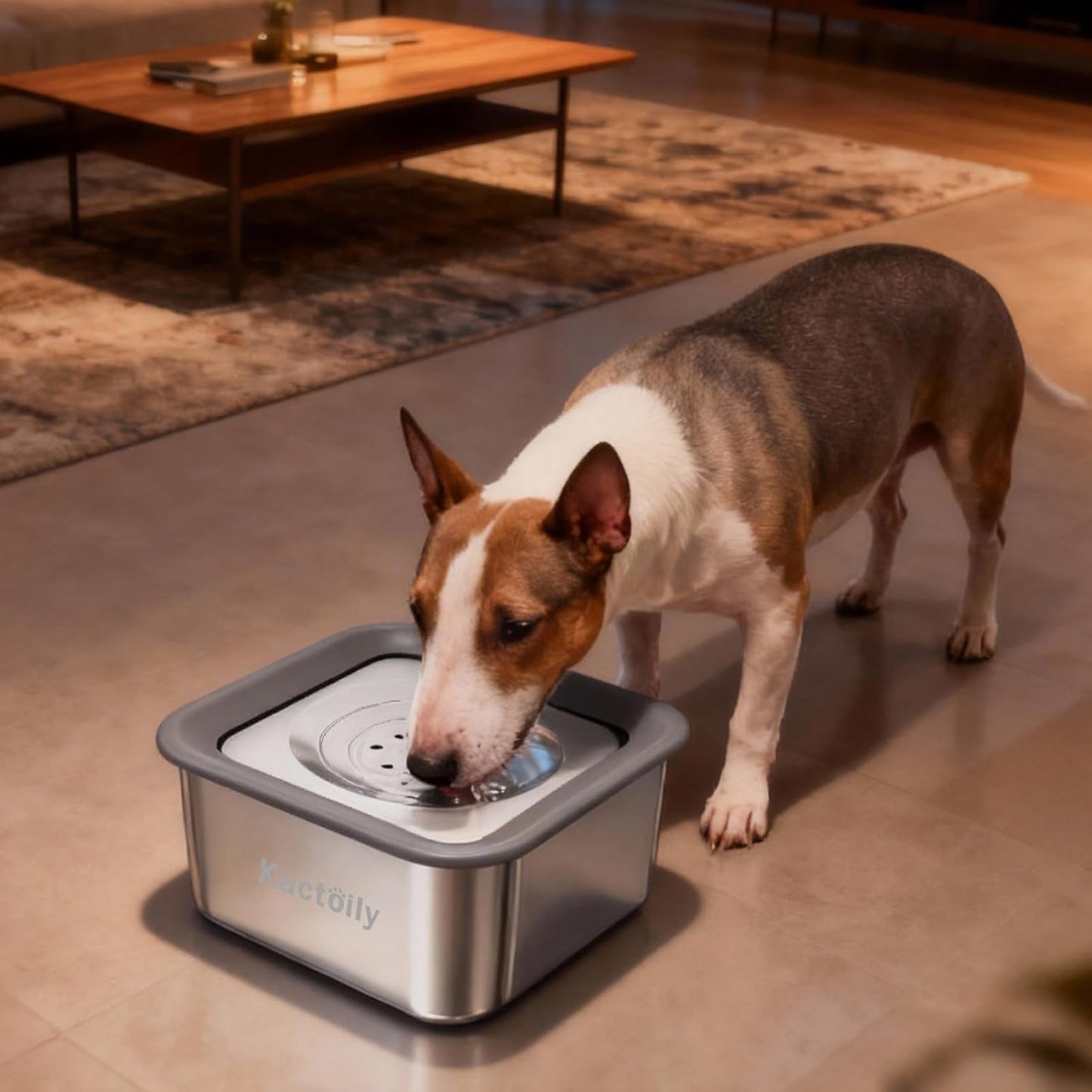 Kactoily 3L/101oz Large Capacity Dog Water Bowl Stainless Steel No Spill Dog Bowls Slow Drinking Dog Water Feeder Dispenser