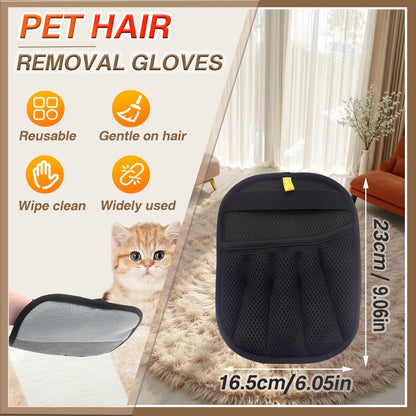 Pet Hair Remover Glove - Reusable Electrostatic Five-Finger Gloves for Cat/Dog Hair Removal on Furniture, Carpet & Clothes (1PCS)