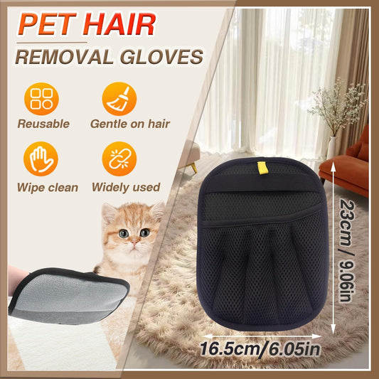 Pet Hair Remover Glove - Reusable Electrostatic Five-Finger Gloves for Cat/Dog Hair Removal on Furniture, Carpet & Clothes (1PCS)
