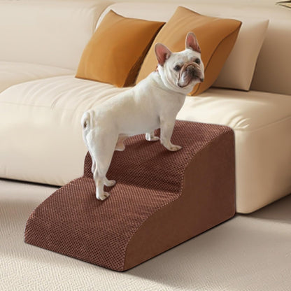 Dog Stairs for Small Dogs - High Density Foam Dog Ramp, Extra Wide Pet Steps with Non-Slip Bottom for High Beds, Couche and Sofa, Best for Pet Injured, Older Dogs Cats (Grey, 4 Steps)