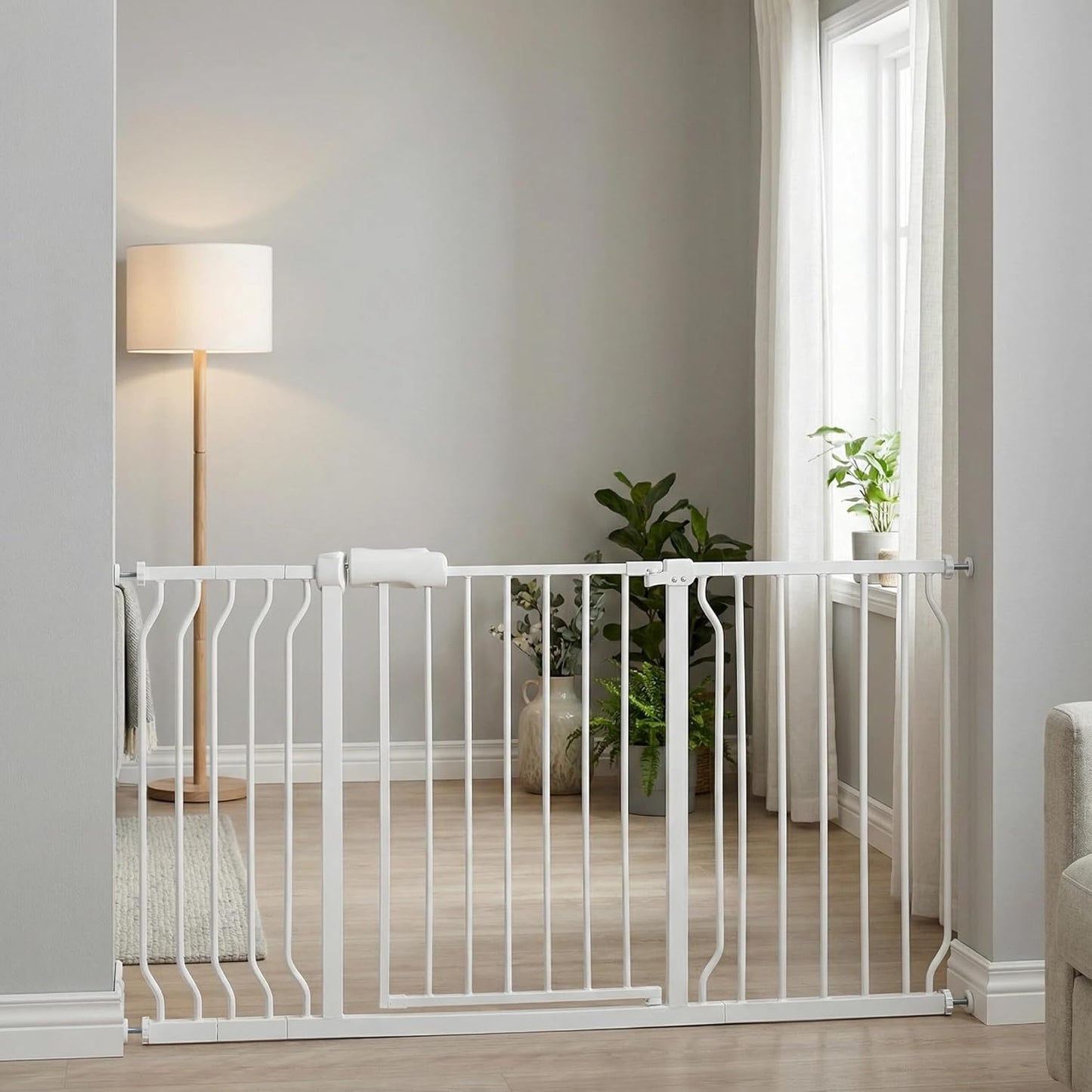 Extra Wide 76.4-81 Inch Large Baby Gates for Stairs, Doorways - No Drilling, Pressure Mounted Pet Gates for Kids & Dogs