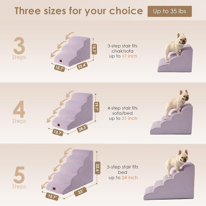 EHEYCIGA Curved Dog Stairs Ramp for High Beds 19.7" H, 4-Step Dog Steps for Small Dogs and Cats, Pet Stairs for High Bed Climbing, Non-Slip Balanced Pet Step Indoor, Grey