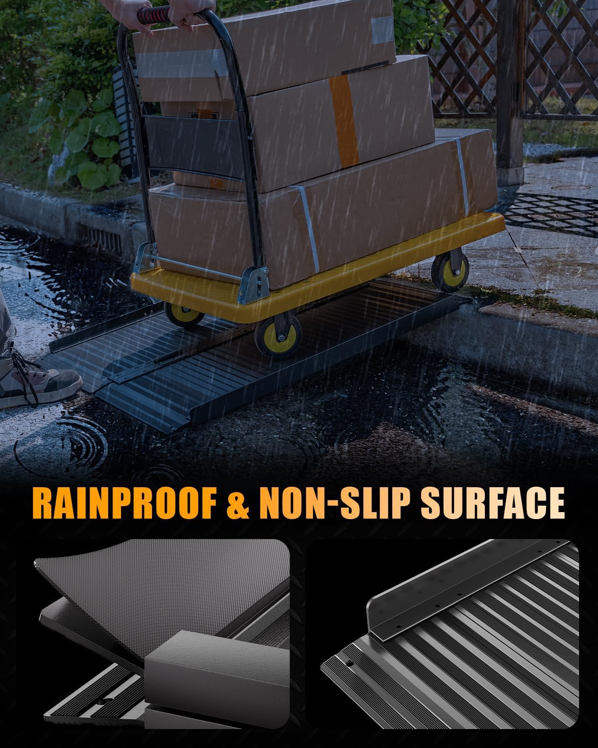 VNN Portable Wheelchair Ramp 4FT, Non-Slip Aluminum Ramps for Wheelchairs for Home, Handicap Wheelchair Ramps for Home Steps, Aluminum Loading Dock Plates, Doorways, Black