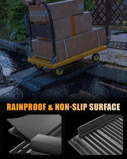 VNN Portable Wheelchair Ramp 4FT, Non-Slip Aluminum Ramps for Wheelchairs for Home, Handicap Wheelchair Ramps for Home Steps, Aluminum Loading Dock Plates, Doorways, Black