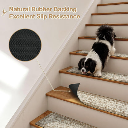 OJIA Extra Non-Slip Stair Treads for Wooden Steps 15PCS, 30"X8" Rubber Indoor Stair Runner Slip Resistant Stair Rugs Safety Mats for Dogs, Kids & Elders, Stairway Grip Step Treads, Gray