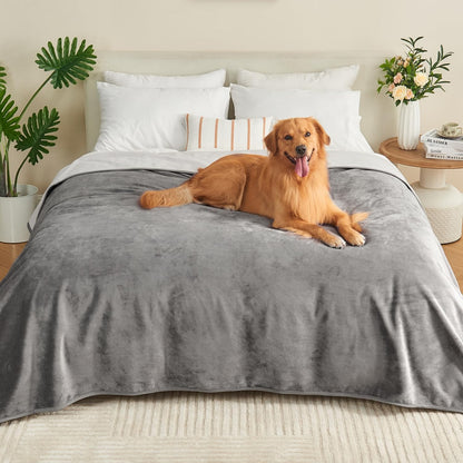 Waterproof Blanket 60"x80" for Adults, Reversible Waterproof Bed Cover for Dogs Cats Pets, Soft Leakproof Blanket for Bed Couch Sofa Furniture Protector, Dusty Pink/Off White