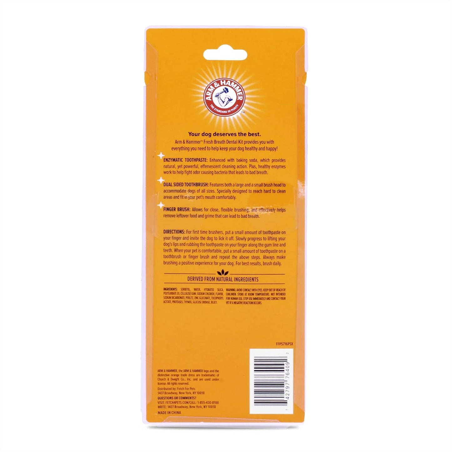 Arm & Hammer for Pets Enzymatic Dog Dental Care Kit, Chicken Flavor Toothpaste with Baking Soda for Plaque, Tartar, and Bad Breath, Double-Sided Toothbrush and Finger Brush Included, 2.5 Oz