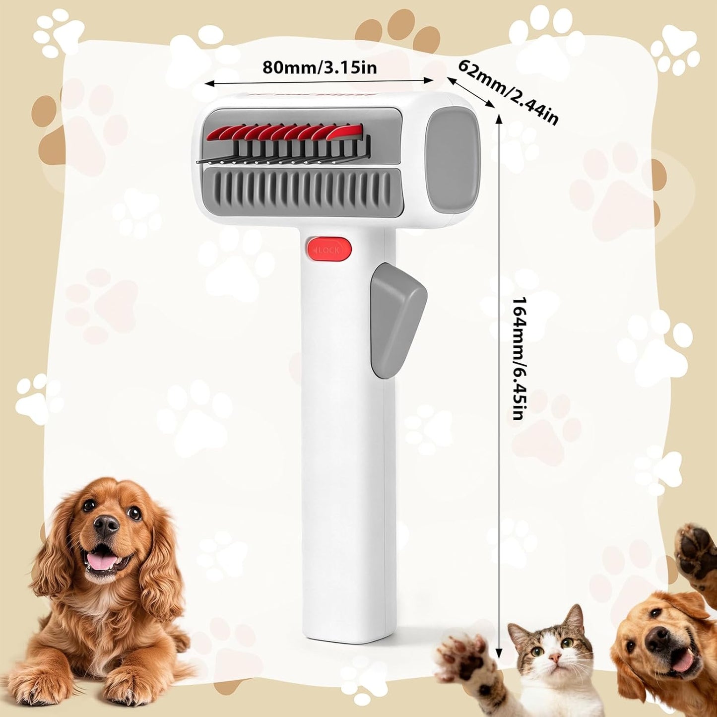 Upgrade 2-in-1 Pet Self-Detangling & Grooming Comb, 2026 New Professional Pet Dematting Comb & Undercoat Rake for Dogs & Cats, Gentle Pets Grooming Brush for Long or Short Hair
