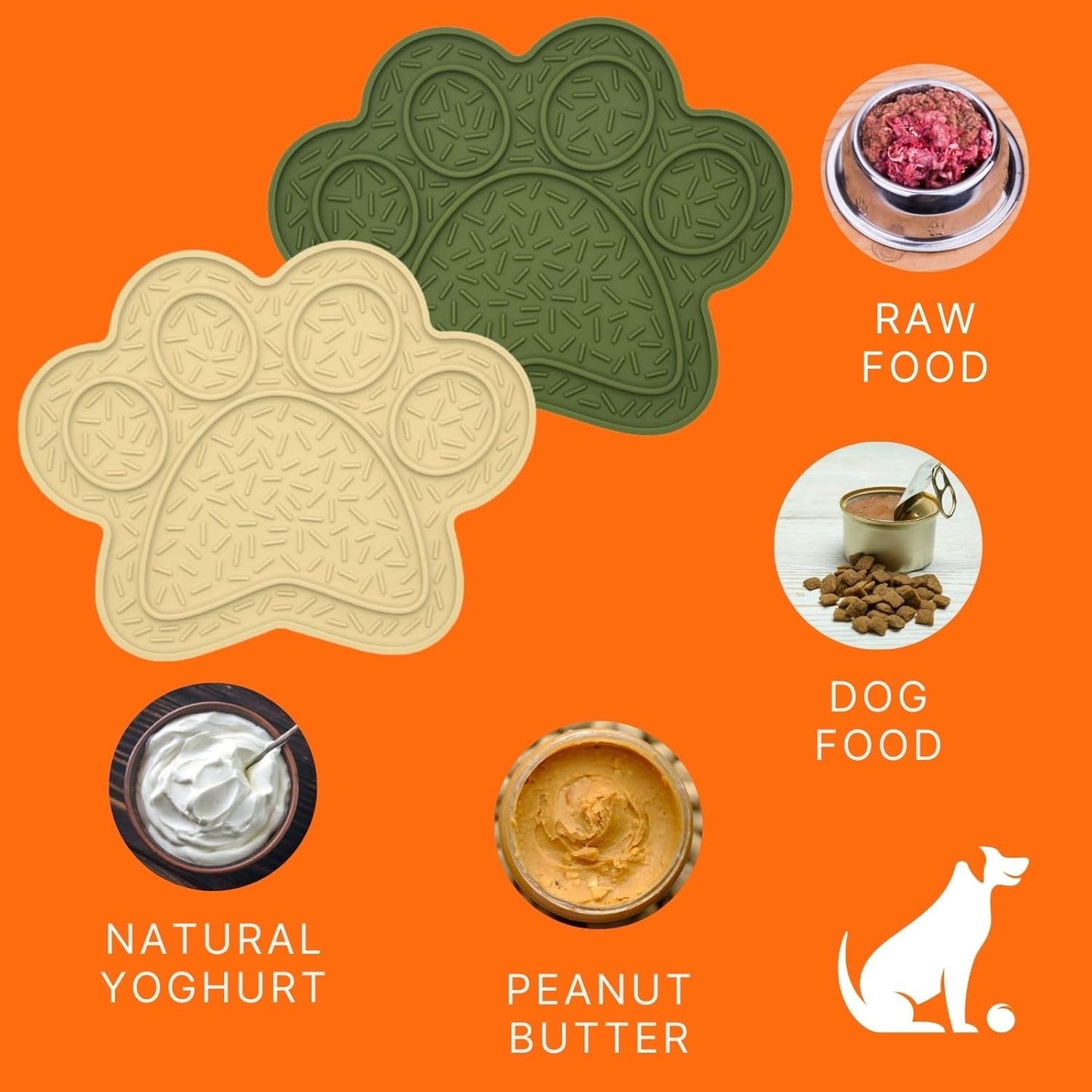 Lick Mat for Dogs, DOOGUES Slow Feeder Mat for Anxiety Relief, Non-Slip Suction Cups, Easy to Spread with Peanut Butter, Yoghurt, or Treats, Suitable for Small, Medium, and Large Dogs (Beige)