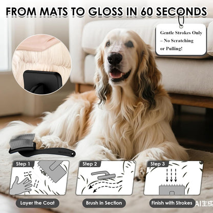 Large Slicker Brush for Dogs,Doodle Brush for Poodles, Goldendoodles, Labradoodle, Extra Long Pins for Detangling Matted Fur & Removing Tangle, Dog Grooming Kit with Wooden Handle. Black