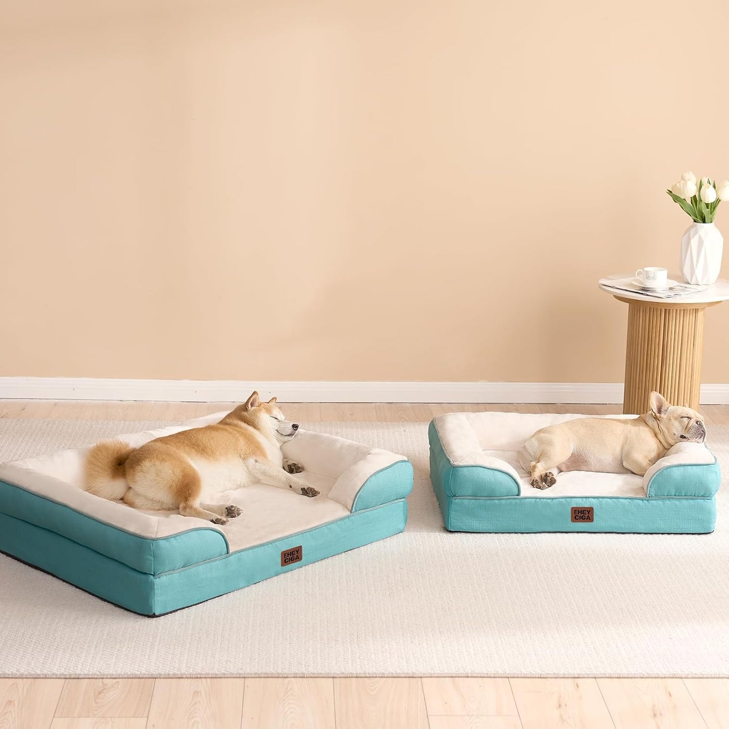 EHEYCIGA Orthopedic Dog Beds for Extra Large Dogs 44x32Inch, Waterproof Memory Foam XL Pet Bed with Sides, Non-Slip and Egg-Crate Foam Big Dog Couch Bed with Washable Removable Cover, Grey