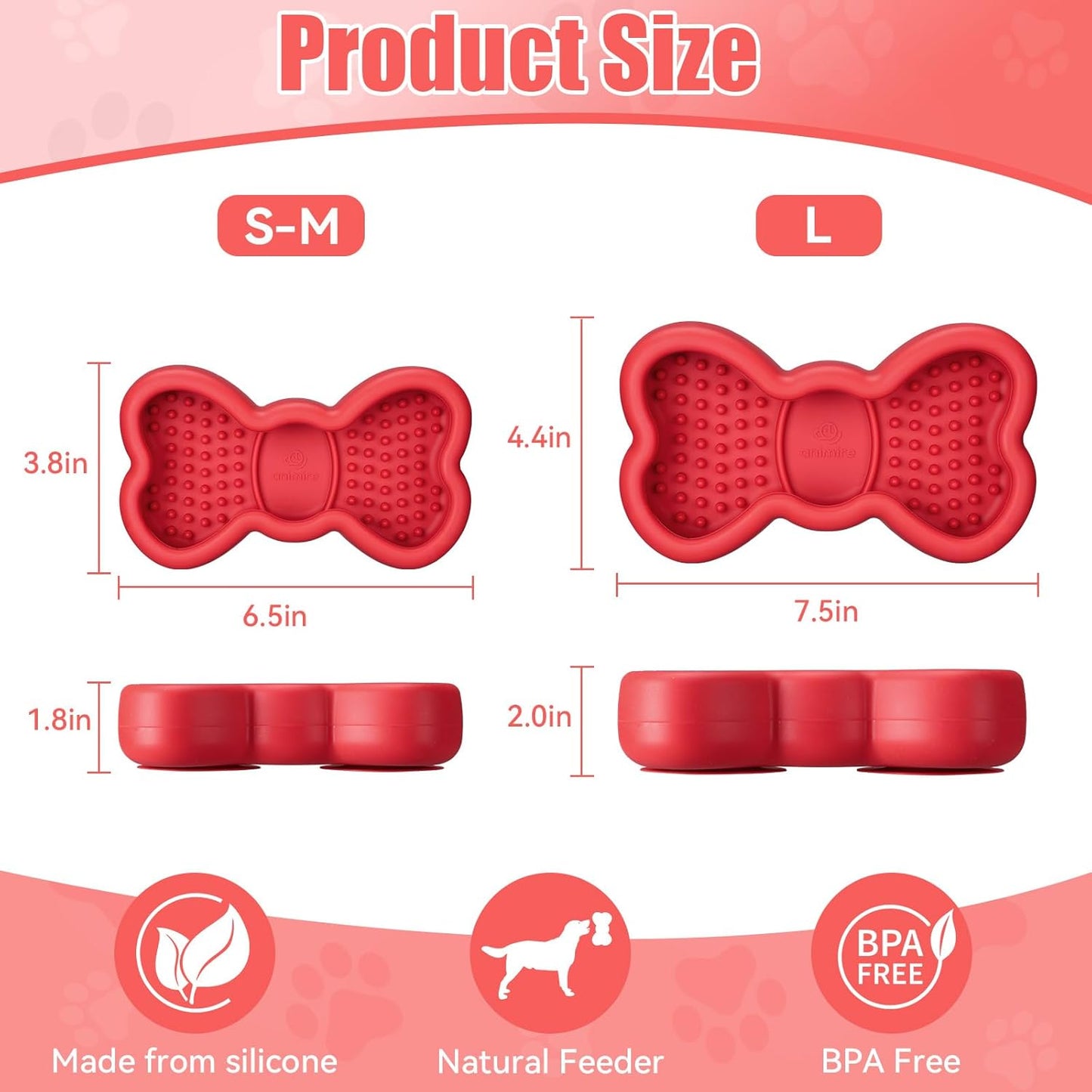 Freeze Dog Lick Bowl, Animire Non-Slip Slow Feeder Lick Mat for Dogs, Silicone Dog Enrichment Bowl for Distraction Anxiety Relief Boredom, BPA Free, Dishwasher Safe(Rose,S)
