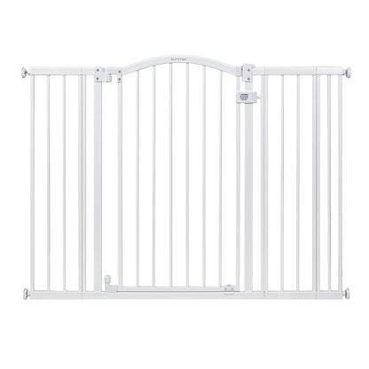 Ingenuity Extra Tall & Wide Safety Pet and Baby Gate, 29.5"-53" Wide, 38" Tall, Pressure or Hardware Mounted, Install on Wall or Banister in Doorway or Stairway, Auto Close Walk-Thru Door - White