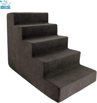 Best Pet Supplies Dog Stairs & Steps - Foam Steps for Small Dogs & Cats, Non-Slip Indoor Balanced Pet Step Support, Dog Ramp, No Assembly, Ash Gray Linen, 2-Step (12-inch Height)