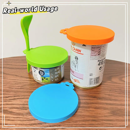 MoPawKT- Pet Food Can Covers, Silicone Can Lids for Cat/Dog Food, Universal 3 Sizes for Most of Standard Food Cans, BPA Free Reusable (2 lids+1 spoon)