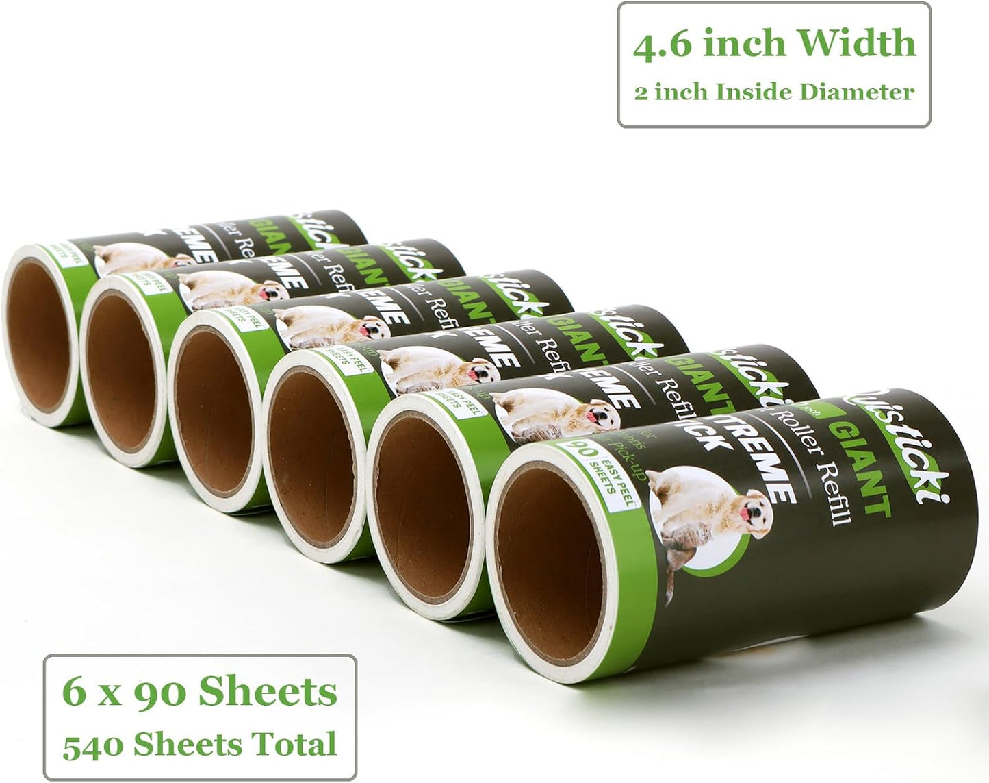 10 inch Mega All-Purpose Pet Hair Lint Roller Refills Compatible with Evercare Mega Roller 10'' Wide Ultra Sticky 60 Sheets Each Refill (Pack of 6, 360 Sheets Total)