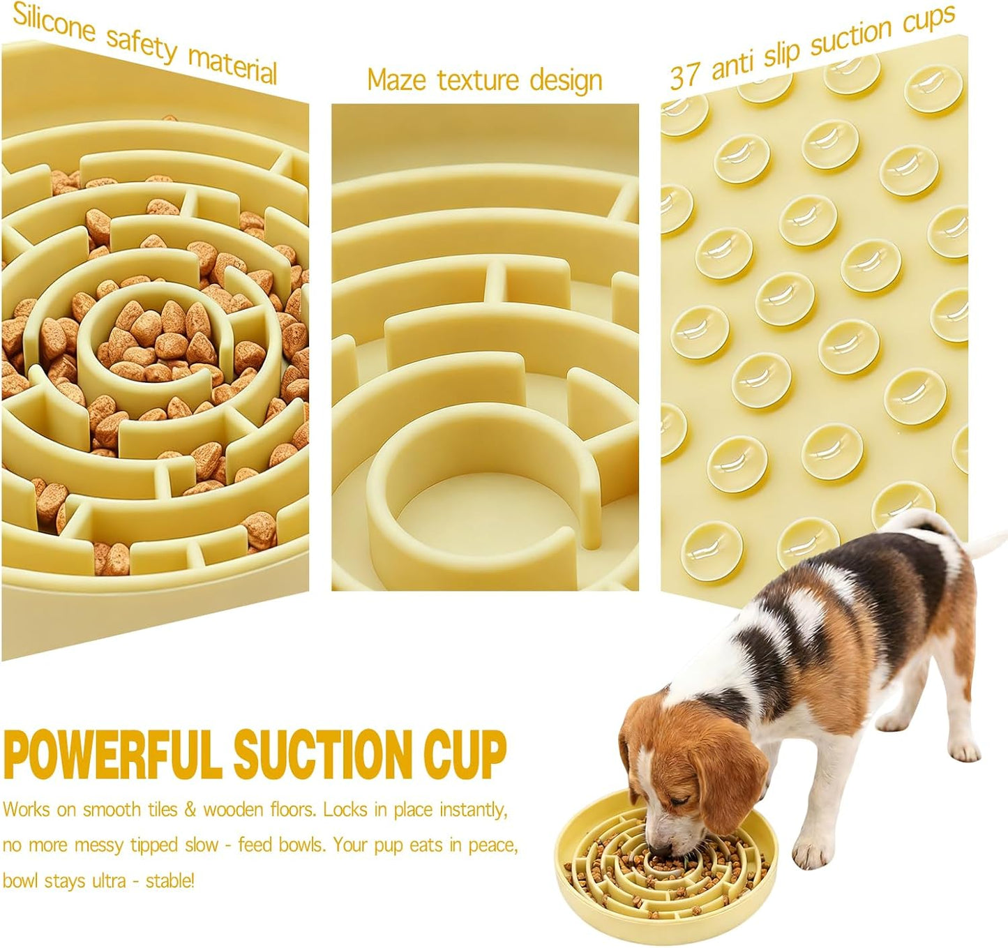 Silicone Slow Feeder Bowl, with Non-Slip Suction Cups, Anti-Choking, Puppy Puzzle Bowl, Slows Down Eating Speed, Relieves Anxiety, Suitable for S&M Sized Dogs and Cats(Green